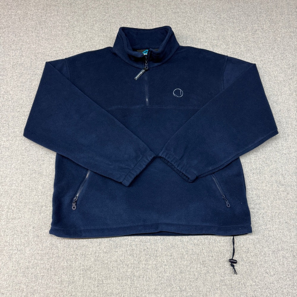 Tri-Mountain Fleece Pullover XL Navy Blue Quarter Zip Tennis Jacket Mens 0951